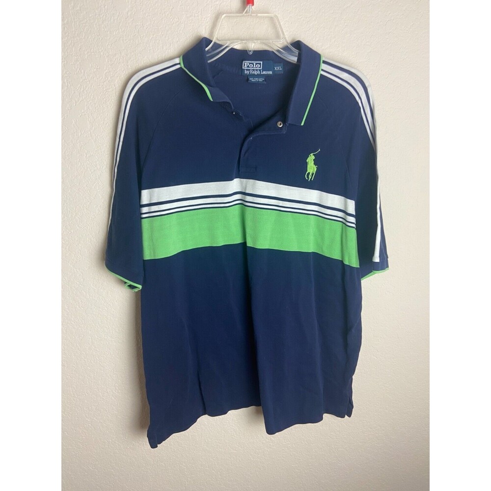 Ralph Lauren Mens Polo Shirt Blue Size XXL Short Sleeve Collared Pima Cotton